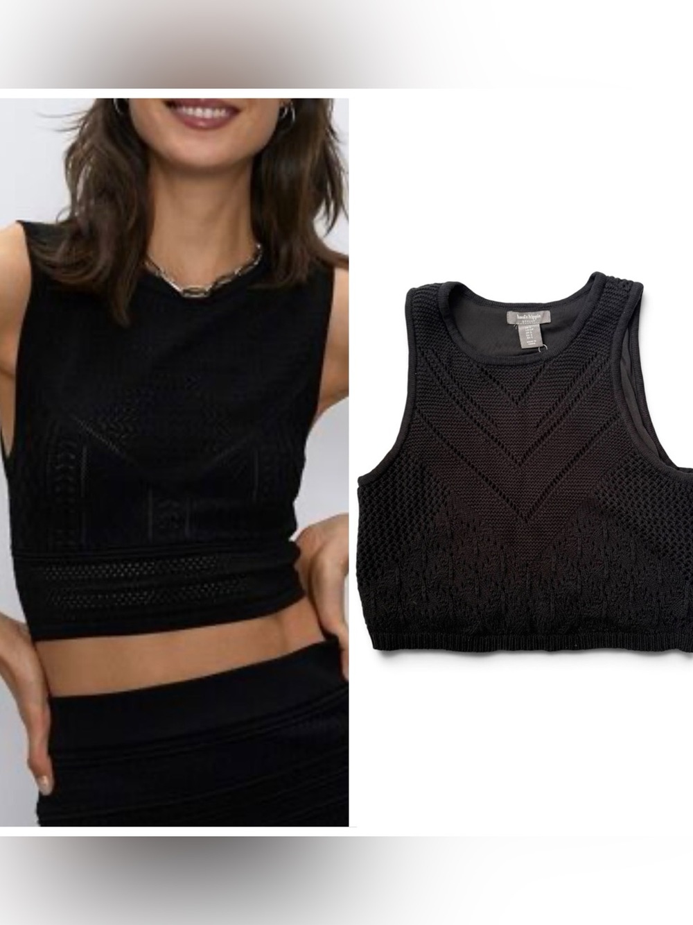 Haute Hippie Black Sleeveless Knit Crop Tank